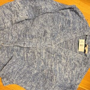 LOFT Blue and White Women's Cardigan Sweater
